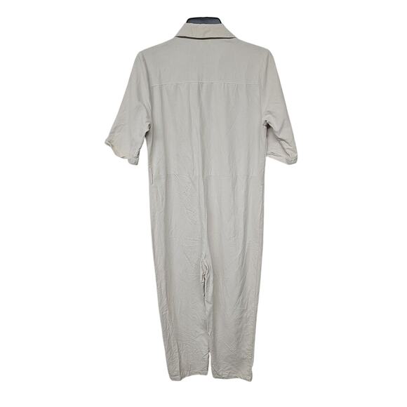 Myra Fantasy Jumpsuit Womens Sz Med Neutral Cropped Lagenlook Button Front - Picture 3 of 9